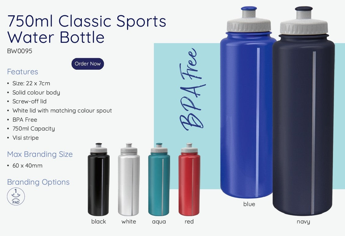 Classic Sports Water Bottles 750ml