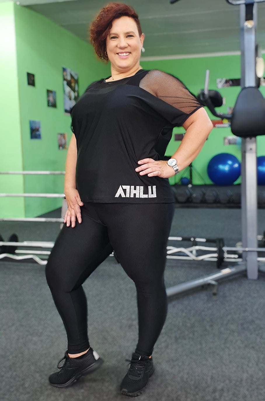 ATHLU Ladies High Waist Plus Size Tights - Black