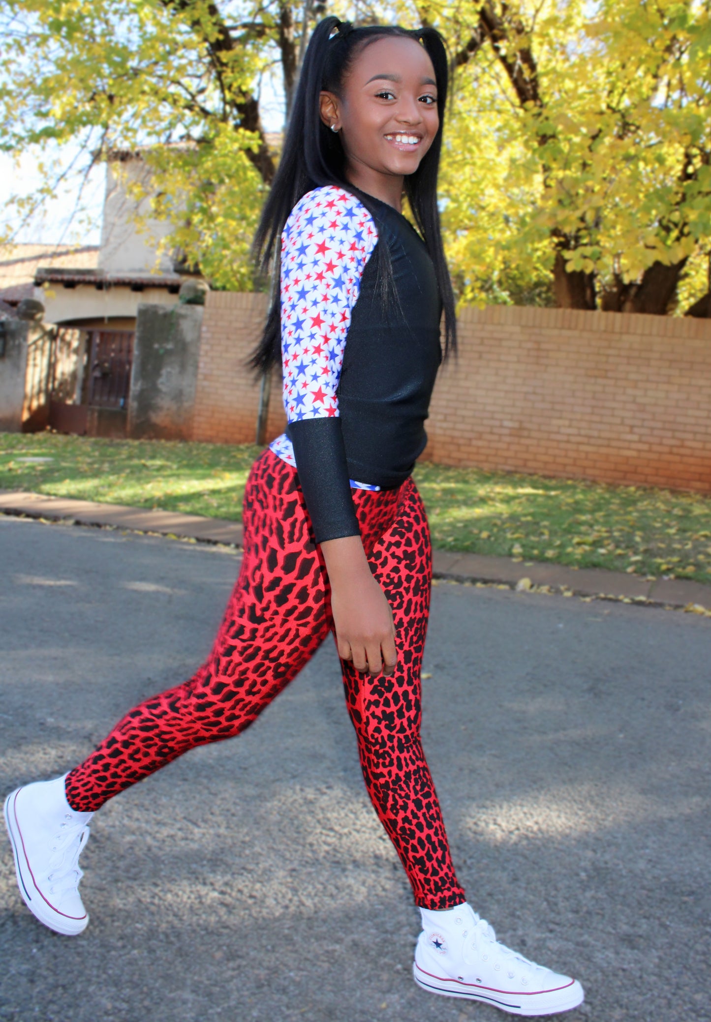 ATHLU Girls Long Tights - Mix&Match Red