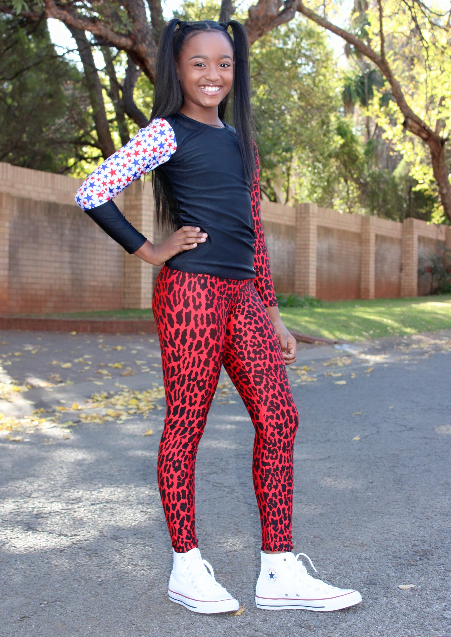 ATHLU Girls Long Sleeve Top - Mix&Match Red