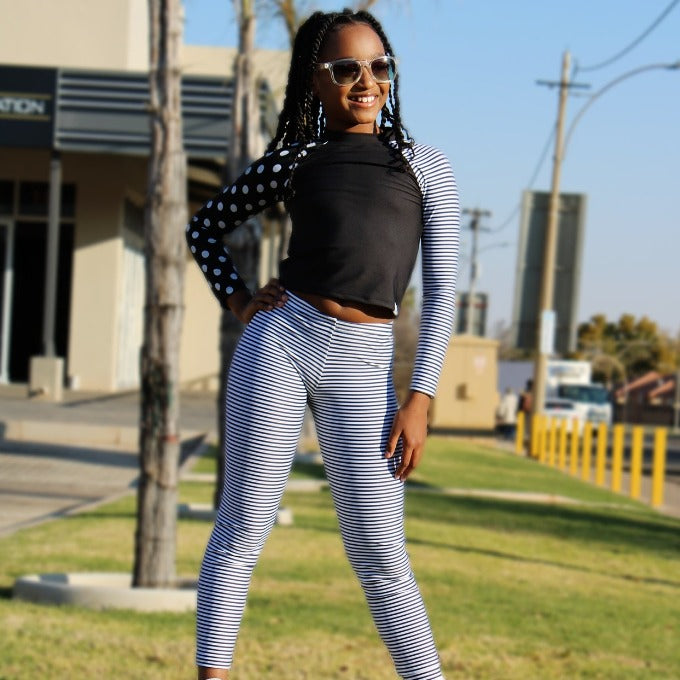 ATHLU Girls Long Sleeve Crop Top - Mix&Match Black