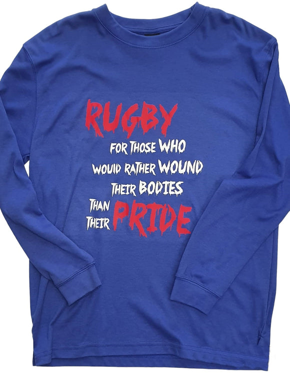 Rugby Printed Long Sleeve T's - Blue