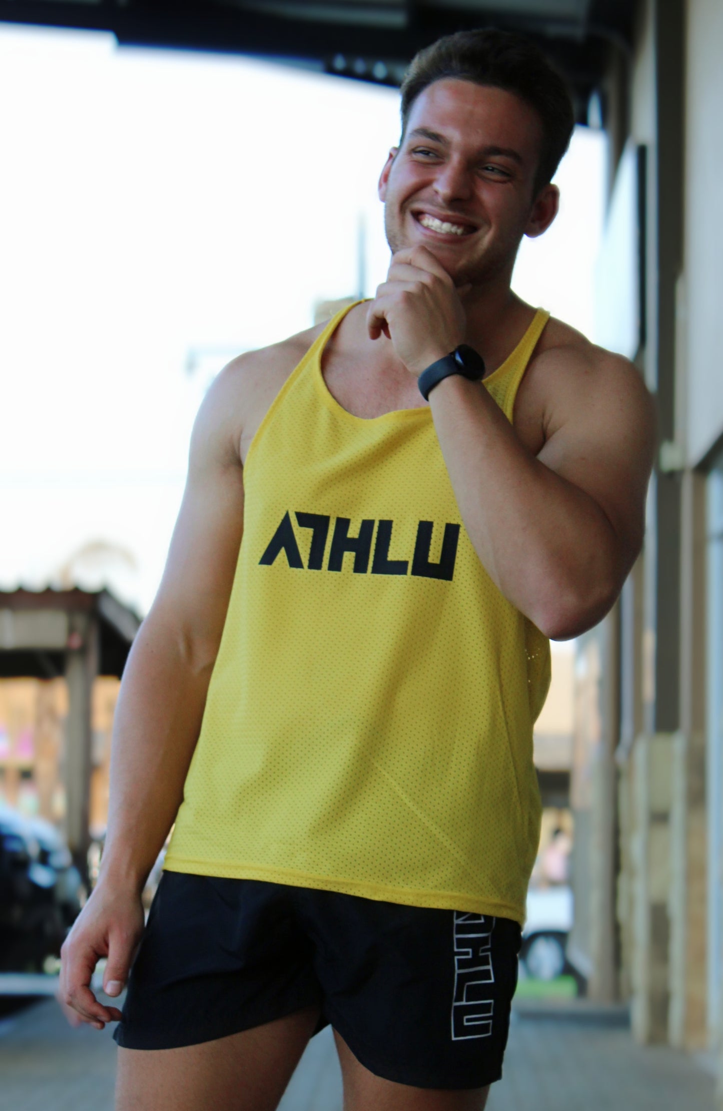 ATHLU Mens Racerback Vest - Yellow
