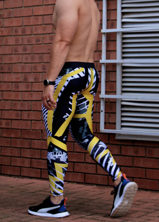 ATHLU Mens Long Printed Tights - Lightning