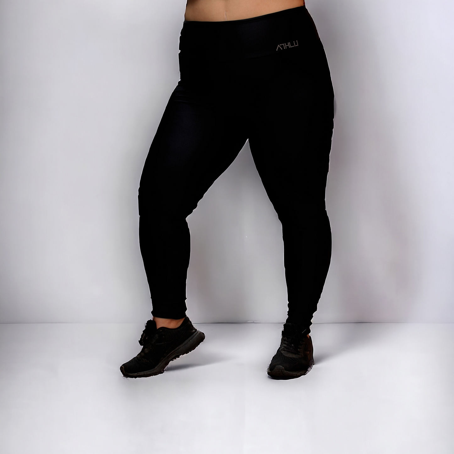 ATHLU Ladies High Waist Plus Size Tights - Black