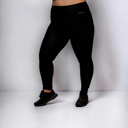 ATHLU Ladies High Waist Plus Size Tights - Black