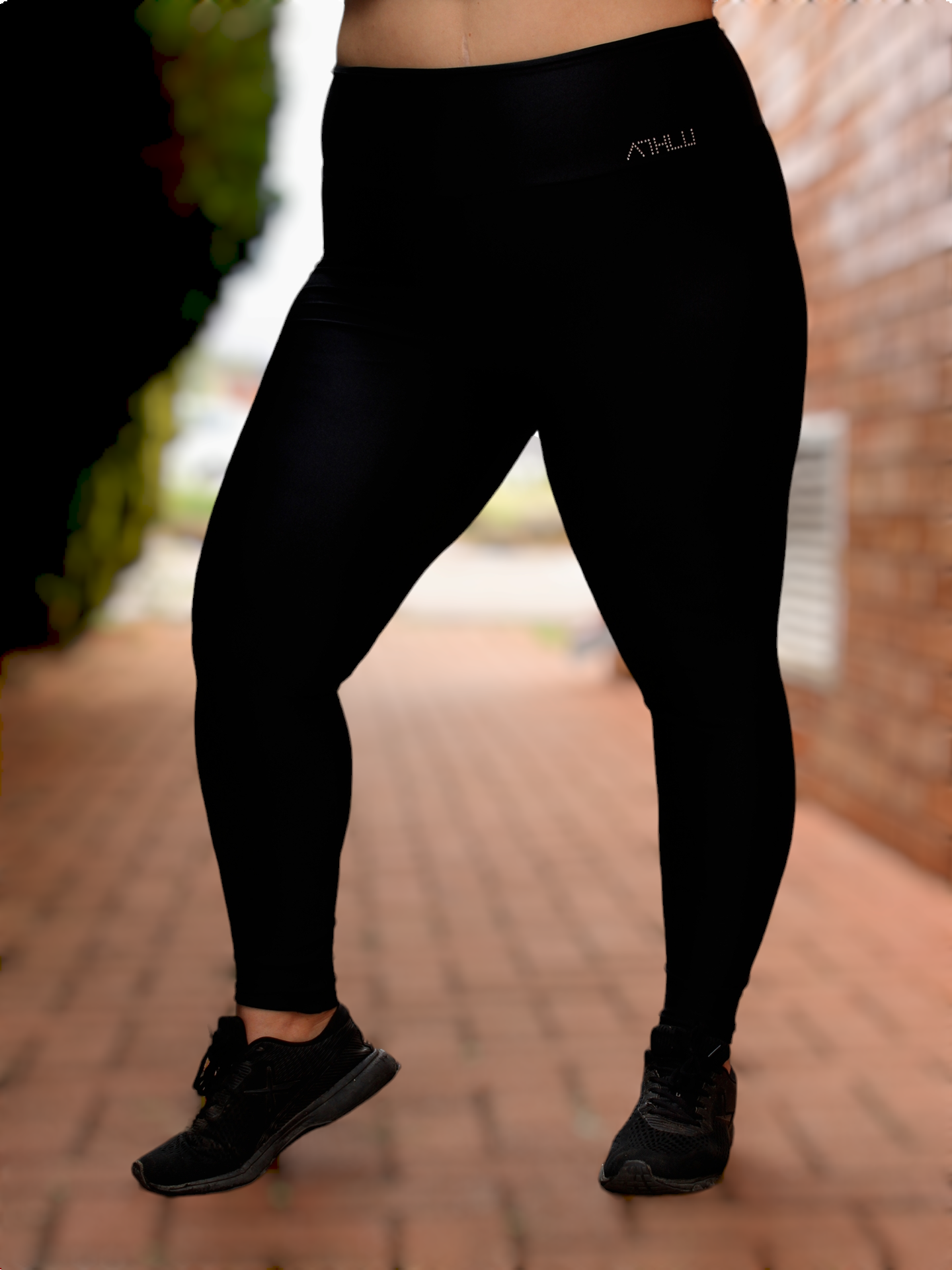 ATHLU Ladies High Waist Plus Size Tights - Black