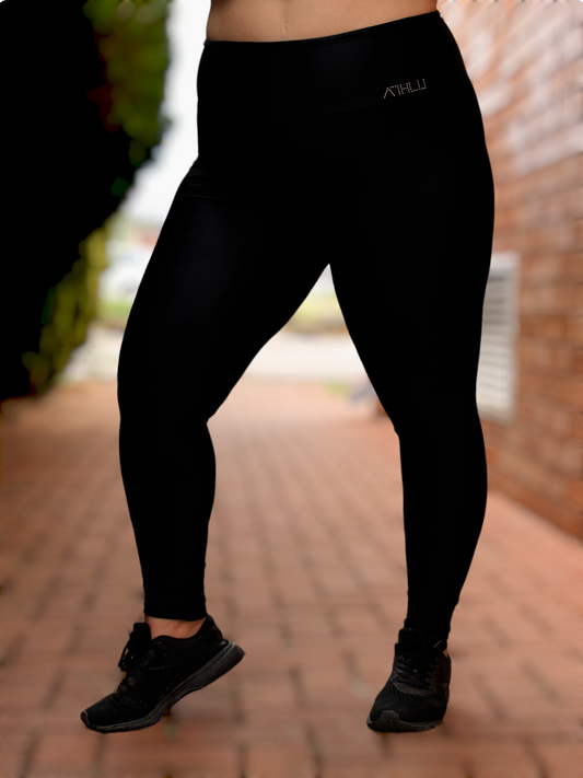 ATHLU Ladies High Waist Plus Size Tights - Black