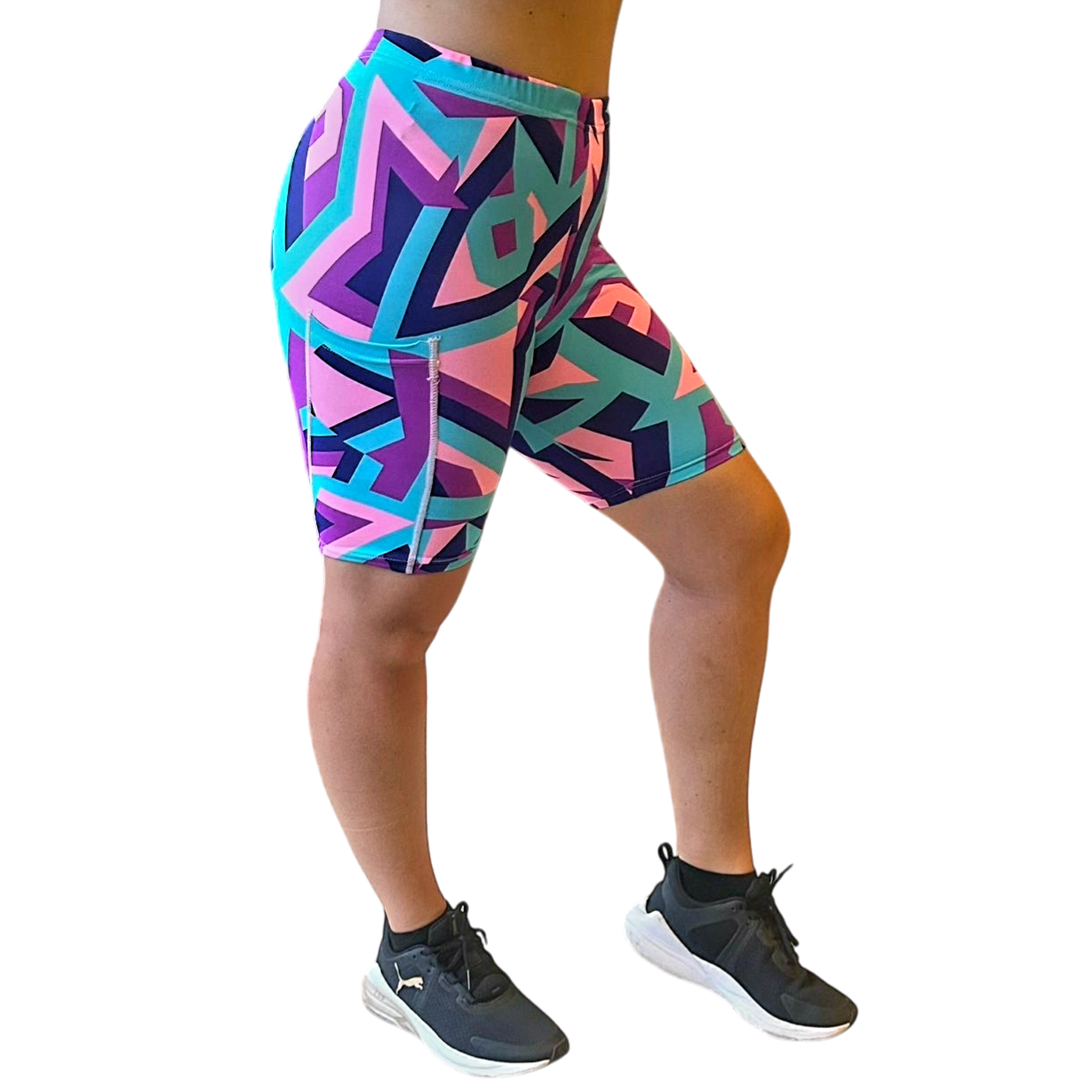 ATHLU Running Short Tights with Pocket - PinkGeo