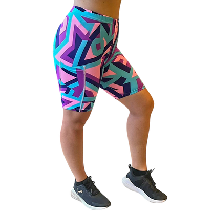 ATHLU Running Short Tights with Pocket - PinkGeo