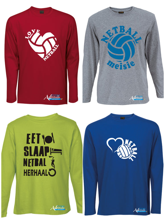 Printed T-Shirt with Quote Longsleeve - Netball