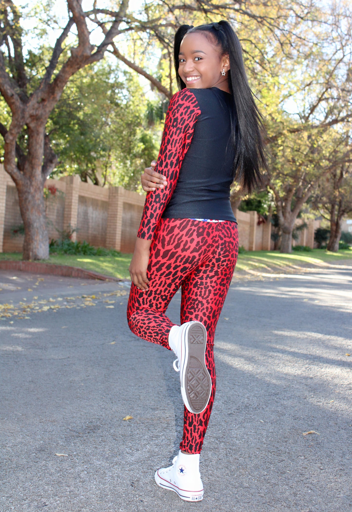 ATHLU Girls Long Tights - Mix&Match Red