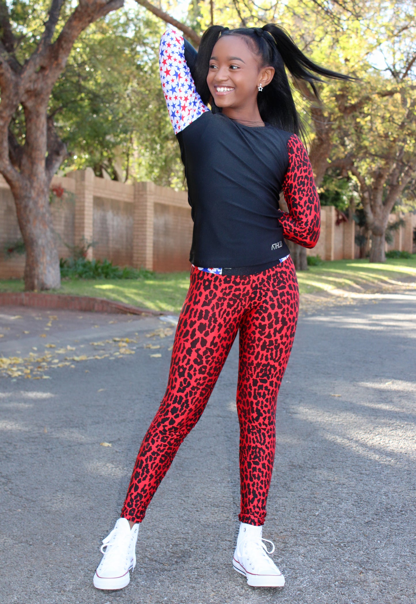 ATHLU Girls Long Sleeve Top - Mix&Match Red