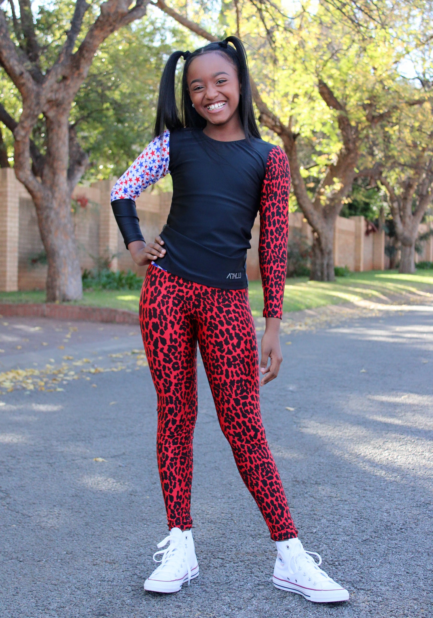 ATHLU Girls Long Sleeve Top - Mix&Match Red