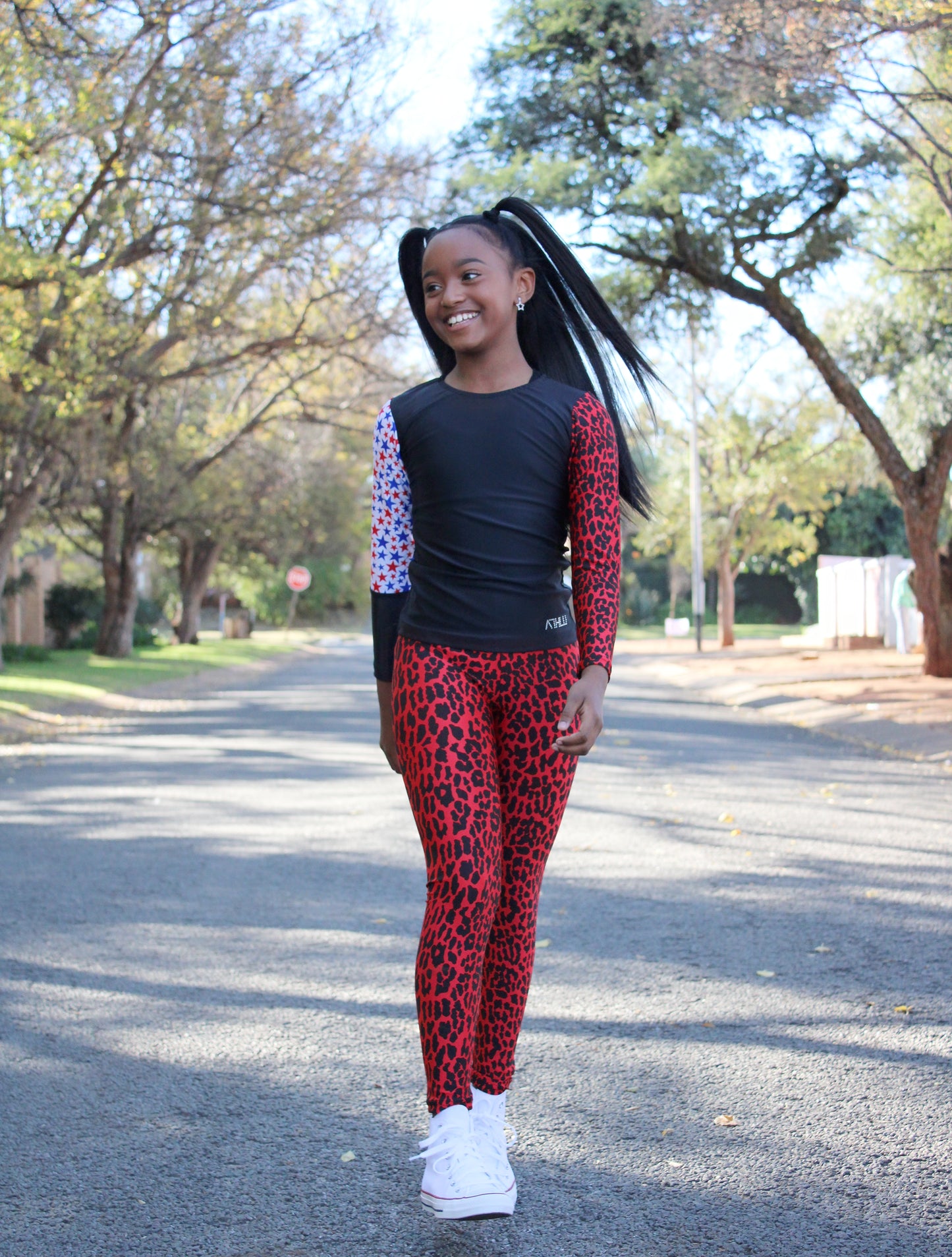 ATHLU Girls Long Sleeve Top - Mix&Match Red