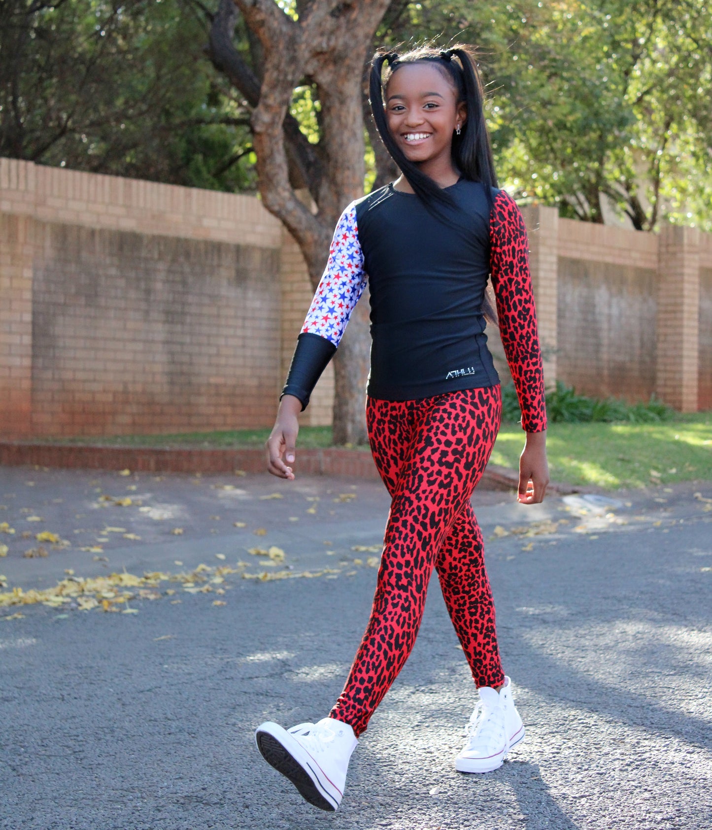ATHLU Girls Long Sleeve Top - Mix&Match Red