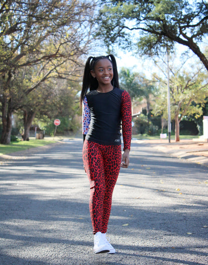ATHLU Girls Long Sleeve Top - Mix&Match Red