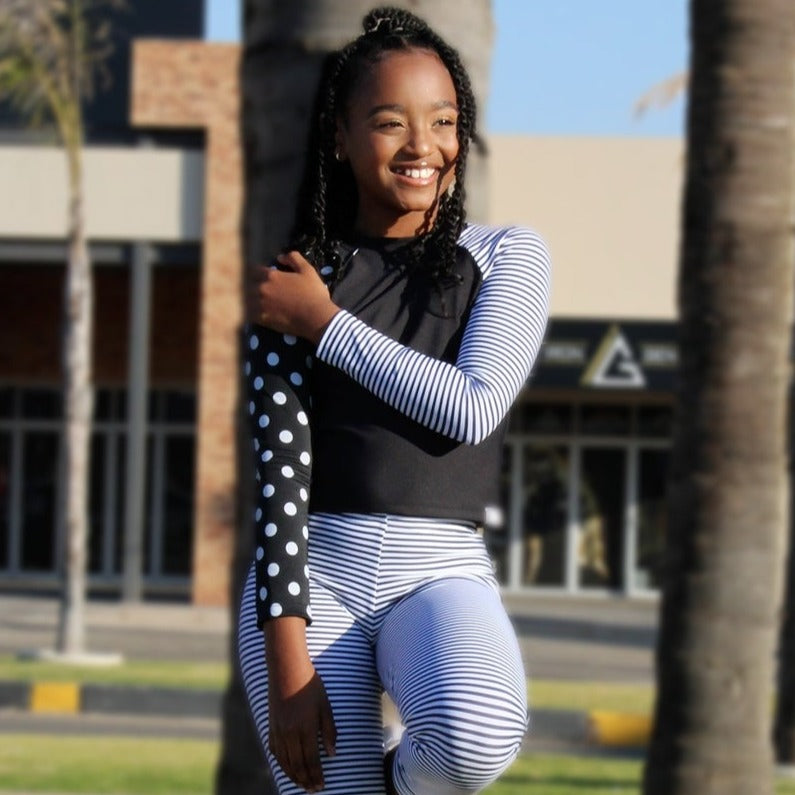 ATHLU Girls Long Sleeve Crop Top - Mix&Match Black