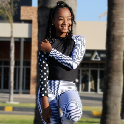 ATHLU Girls Long Sleeve Crop Top - Mix&Match Black
