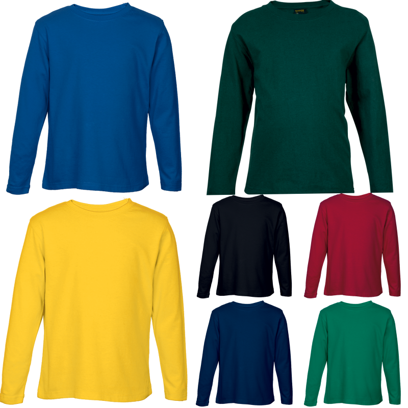 Crew Neck T-Shirts - Long Sleeve Adult - Various Colours