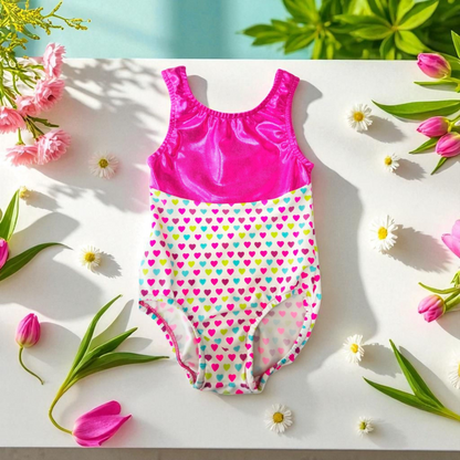 ATHLU Girls Sleeveless Leotards - Heart/Pink