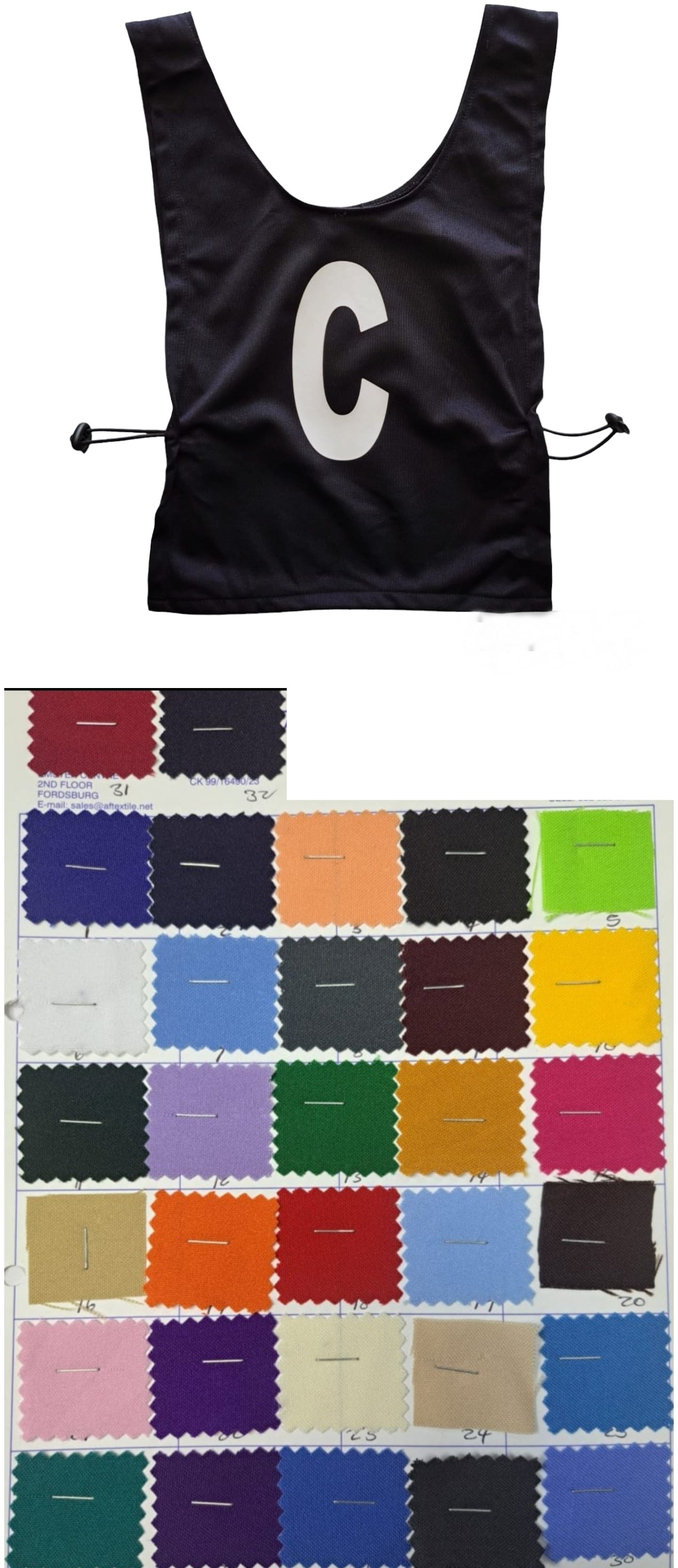 Netball Bibs - Set of 7 - With lettering - Mini Matt/Honeycomb - MTO