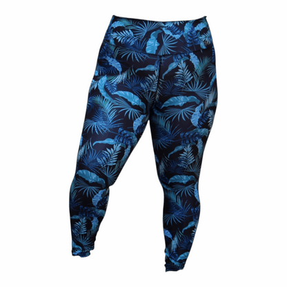 ATHLU Ladies High Waist Plus Size Printed Tights - Leaves