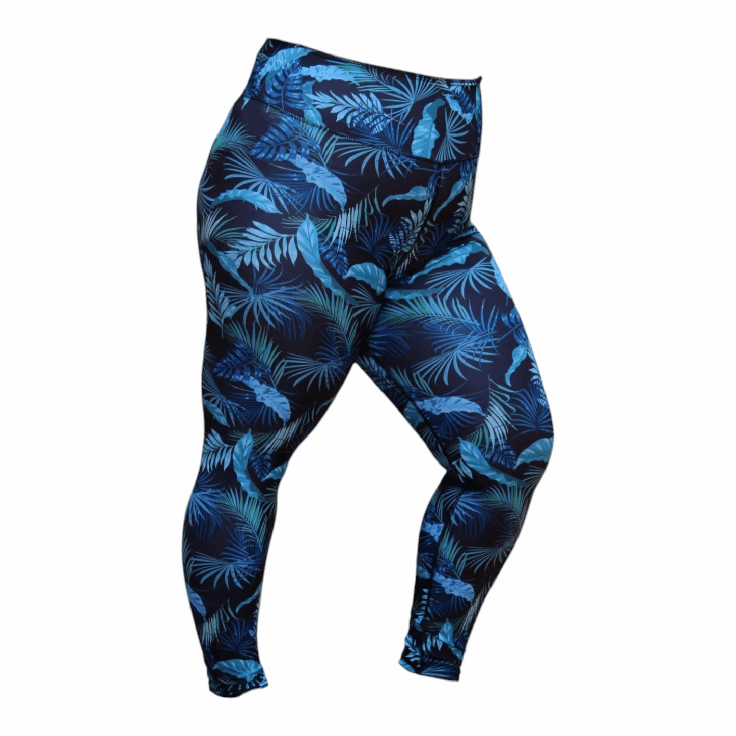ATHLU Ladies High Waist Plus Size Printed Tights - Leaves