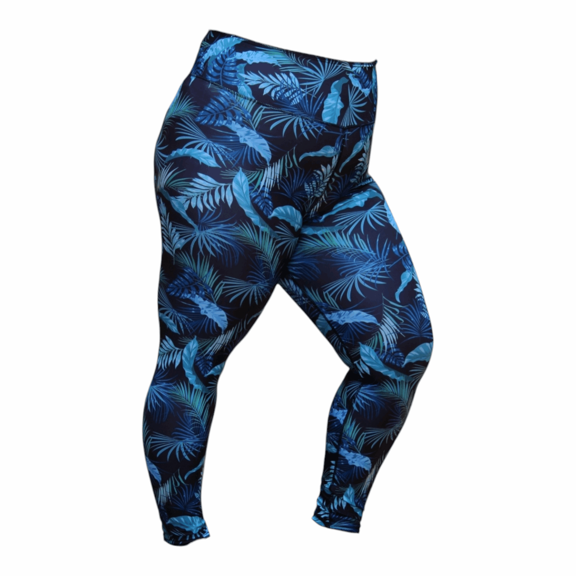 ATHLU Ladies High Waist Plus Size Printed Tights - Leaves
