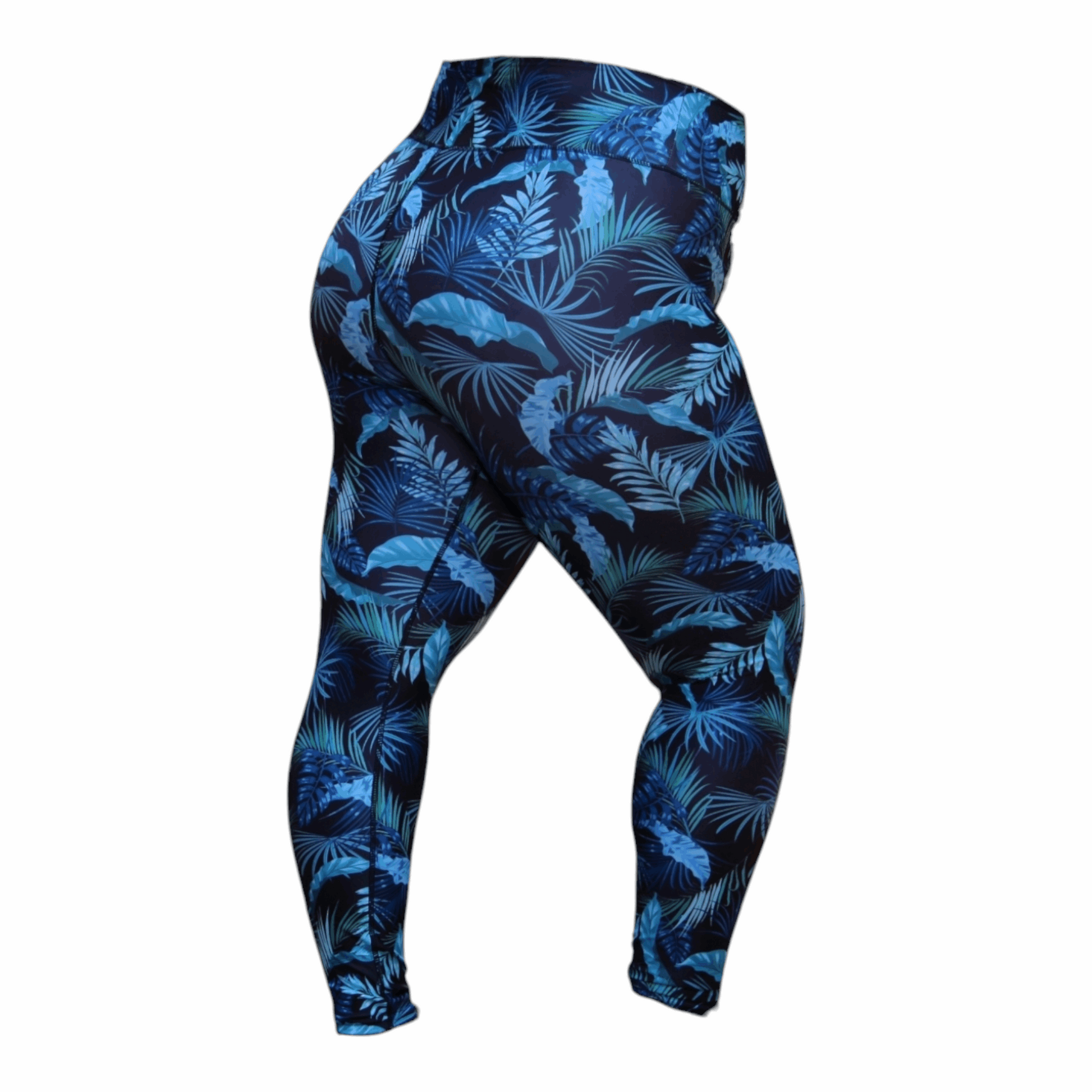ATHLU Ladies High Waist Plus Size Printed Tights - Leaves