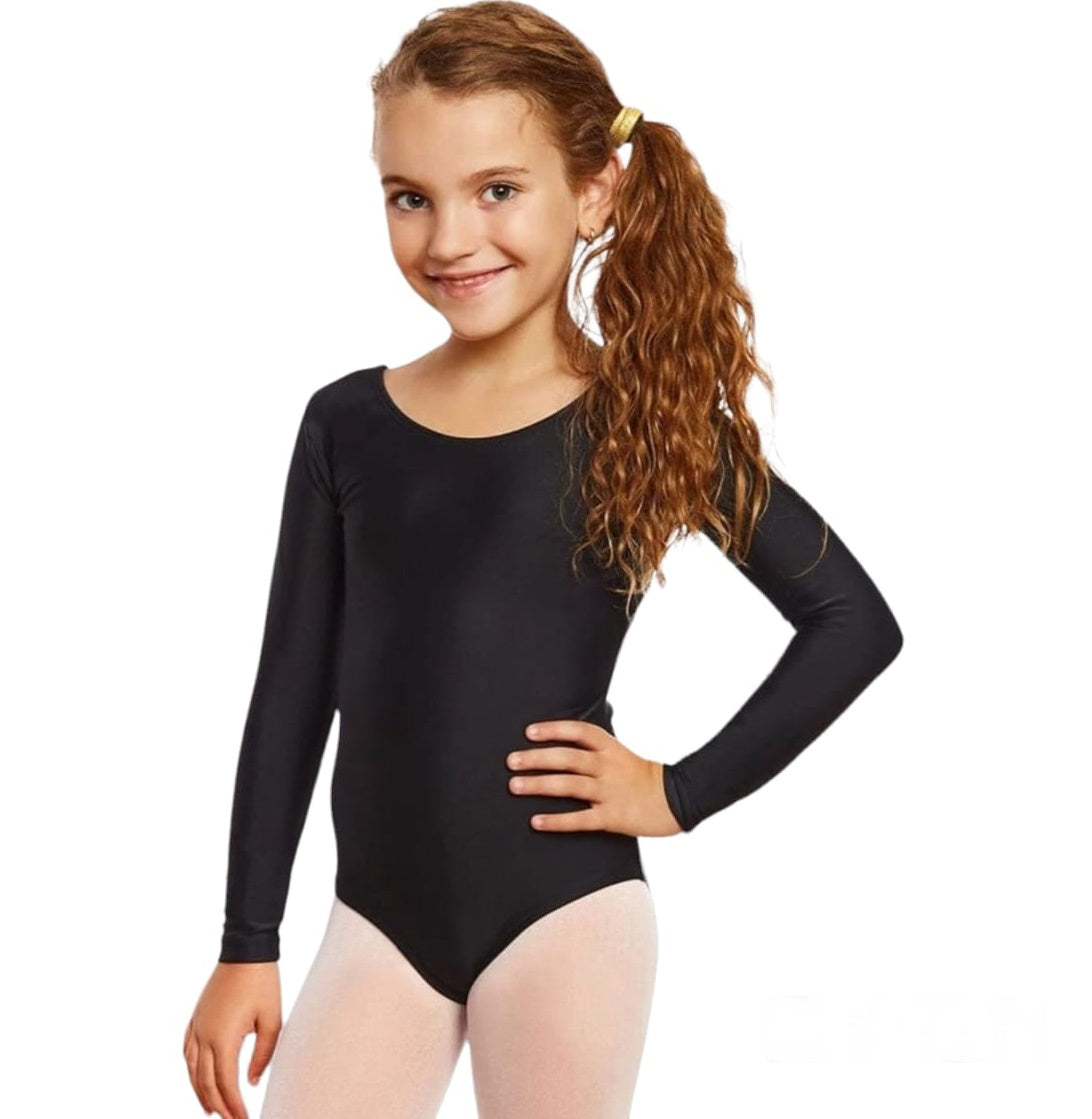 ATHLU Girls Long Sleeve Leotards - Black