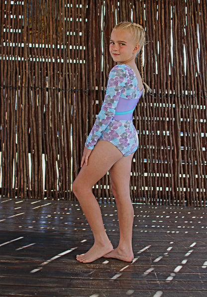 ATHLU Girls Long Sleeve Leotards - PurpleHearts