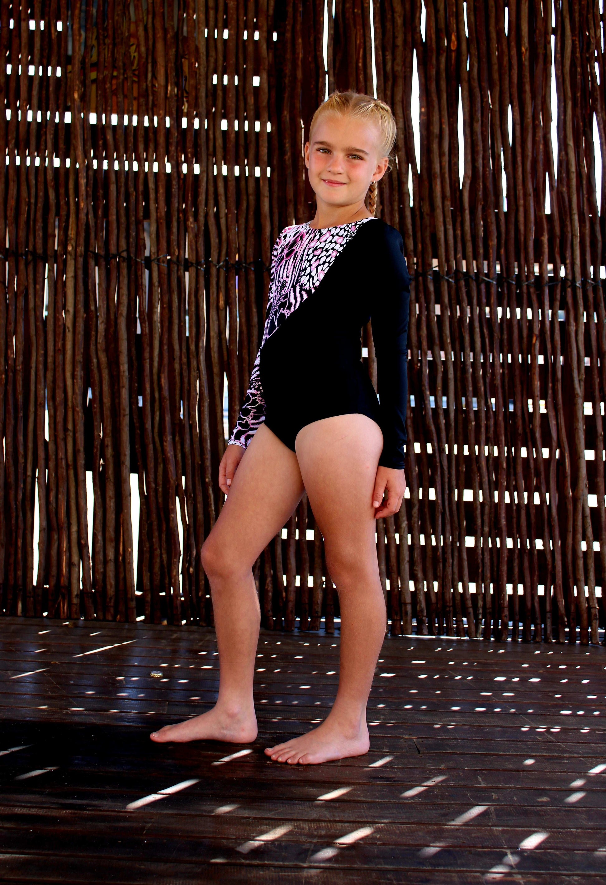 ATHLU Girls Long Sleeve Leotards - PinkAnimal