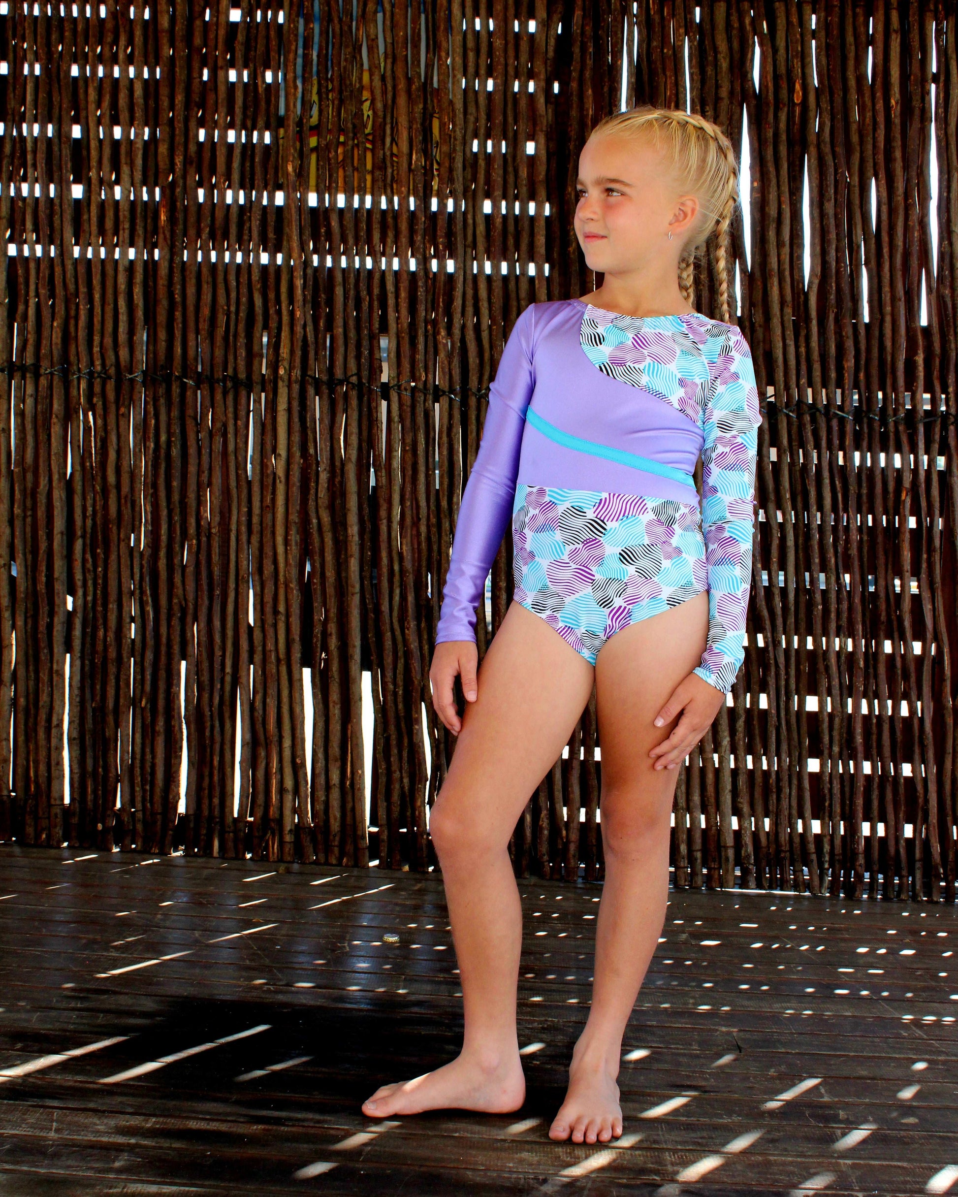 ATHLU Girls Long Sleeve Leotards - PurpleHearts