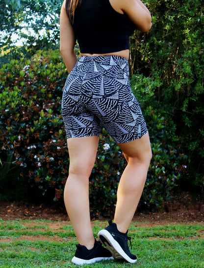 ATHLU Ladies High Waist Short Tights - Black/White