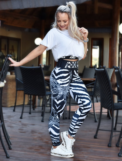 ATHLU Ladies Printed Long Tights - Zebra