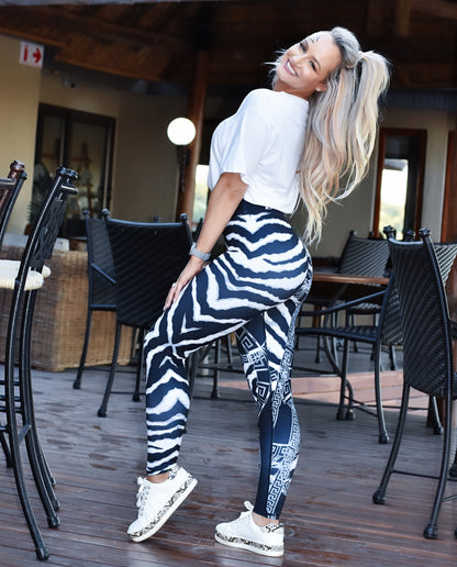 ATHLU Ladies Printed Long Tights - Zebra