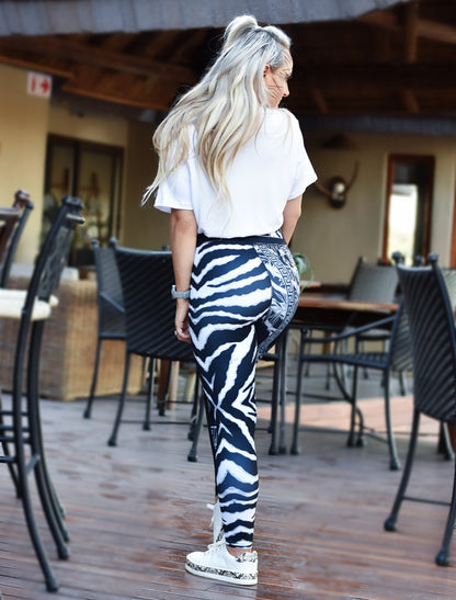 ATHLU Ladies Printed Long Tights - Zebra