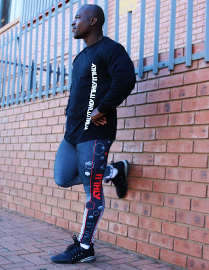 ATHLU Mens Printed Long Tights - Cyber