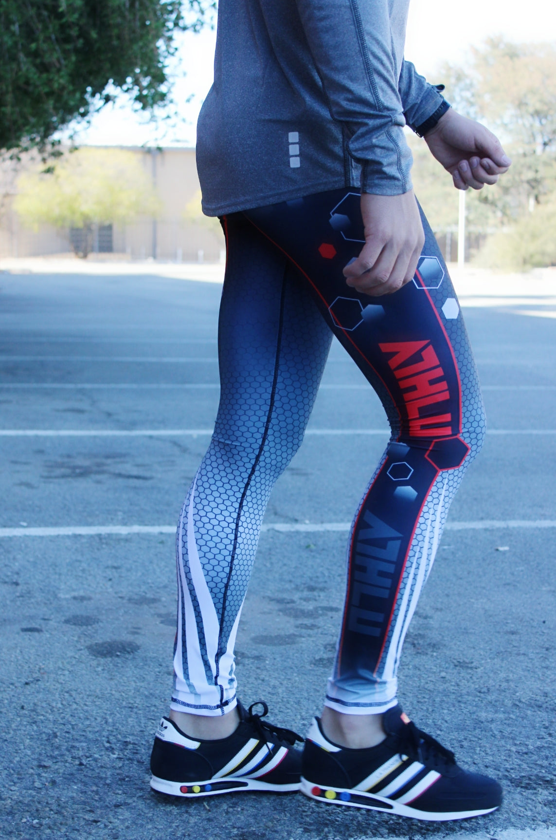 ATHLU Mens Printed Long Tights - Cyber