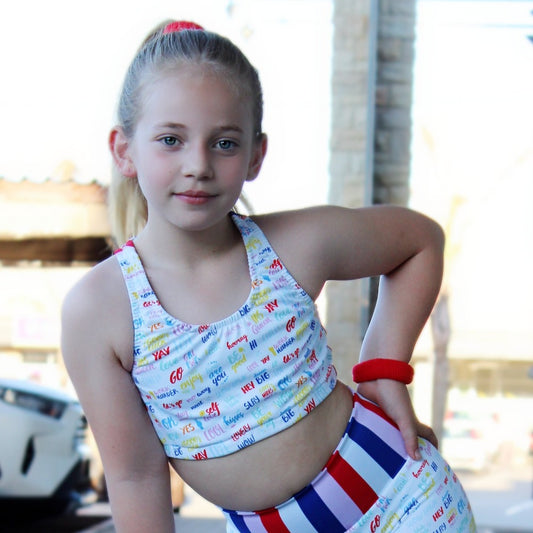 ATHLU Girls Crop Top - Word