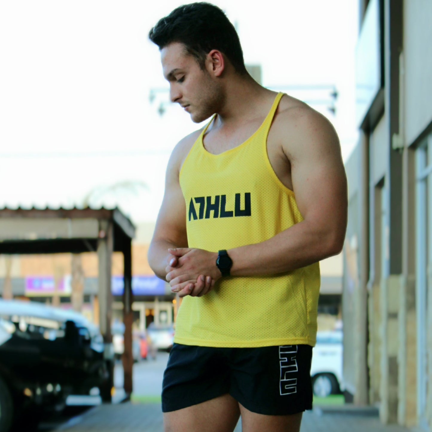 ATHLU Mens Racerback Vest - Yellow