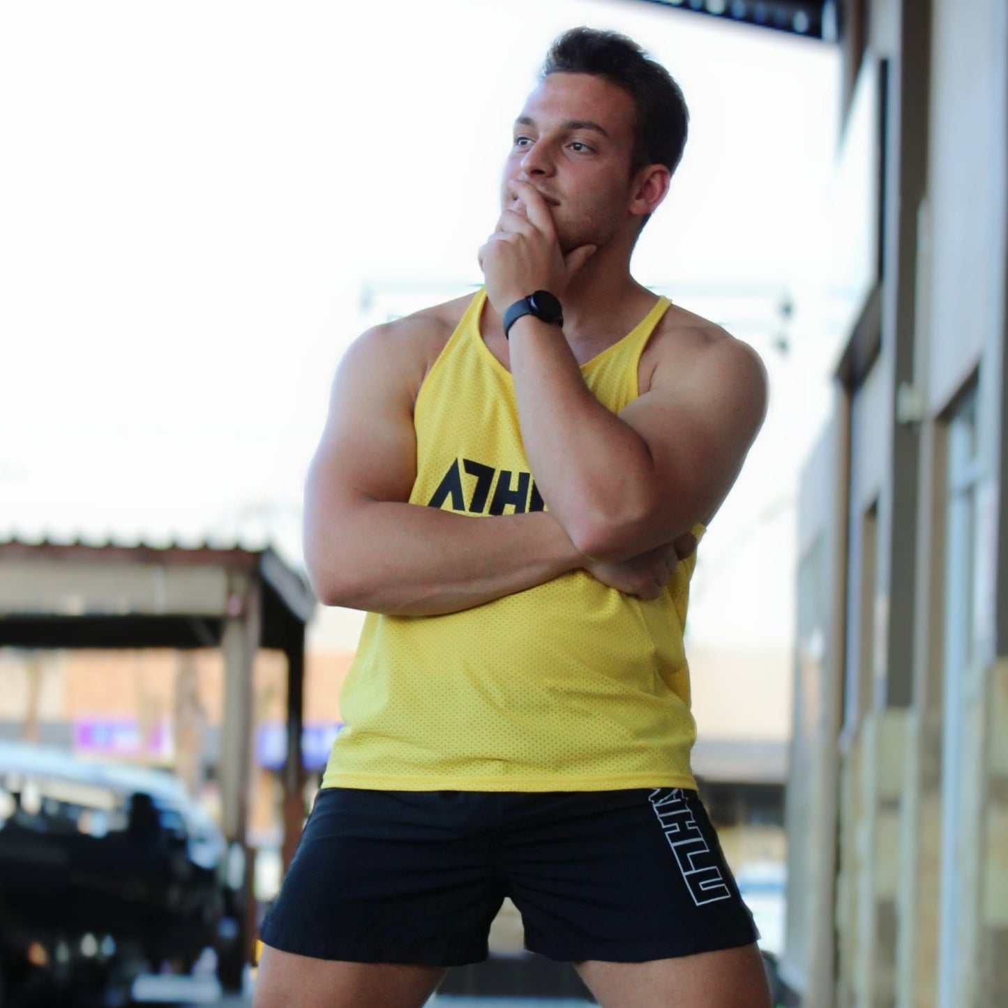 ATHLU Mens Racerback Vest - Yellow