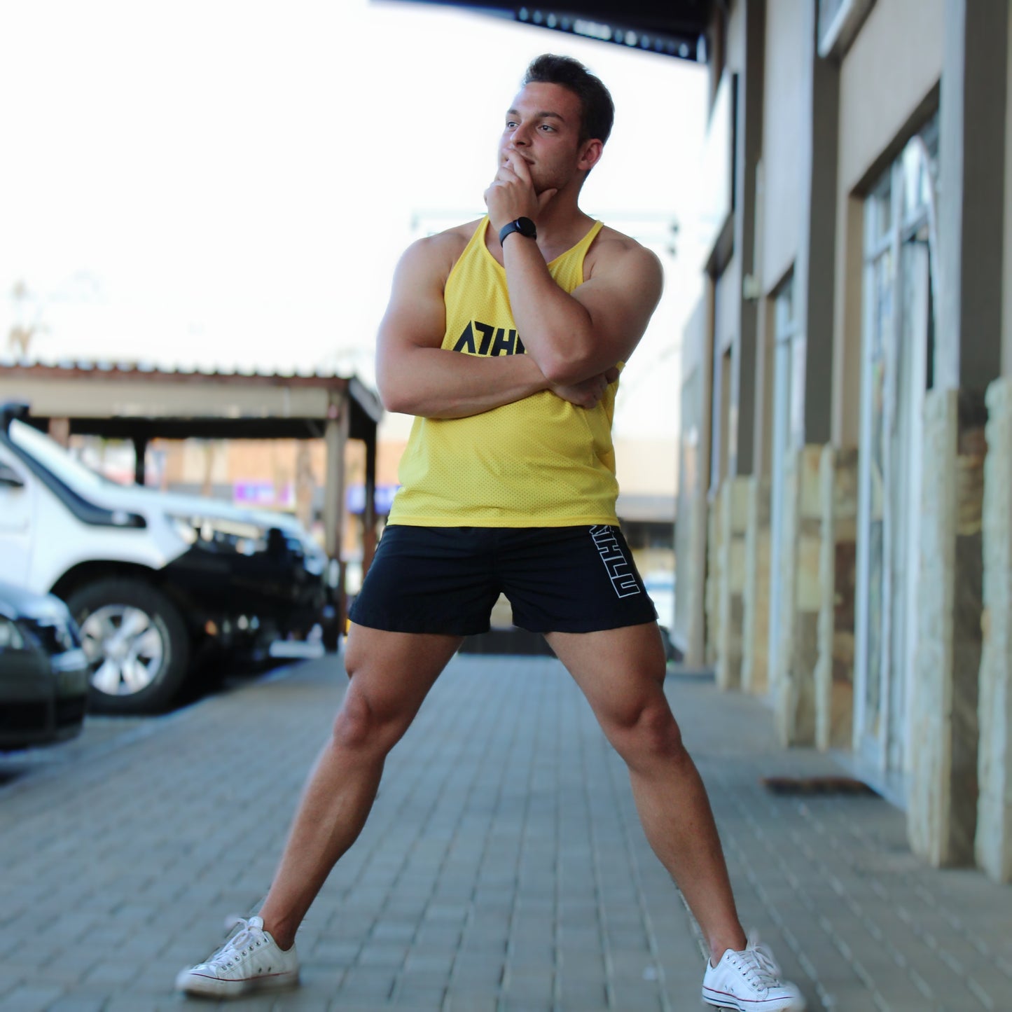 ATHLU Mens Racerback Vest - Yellow