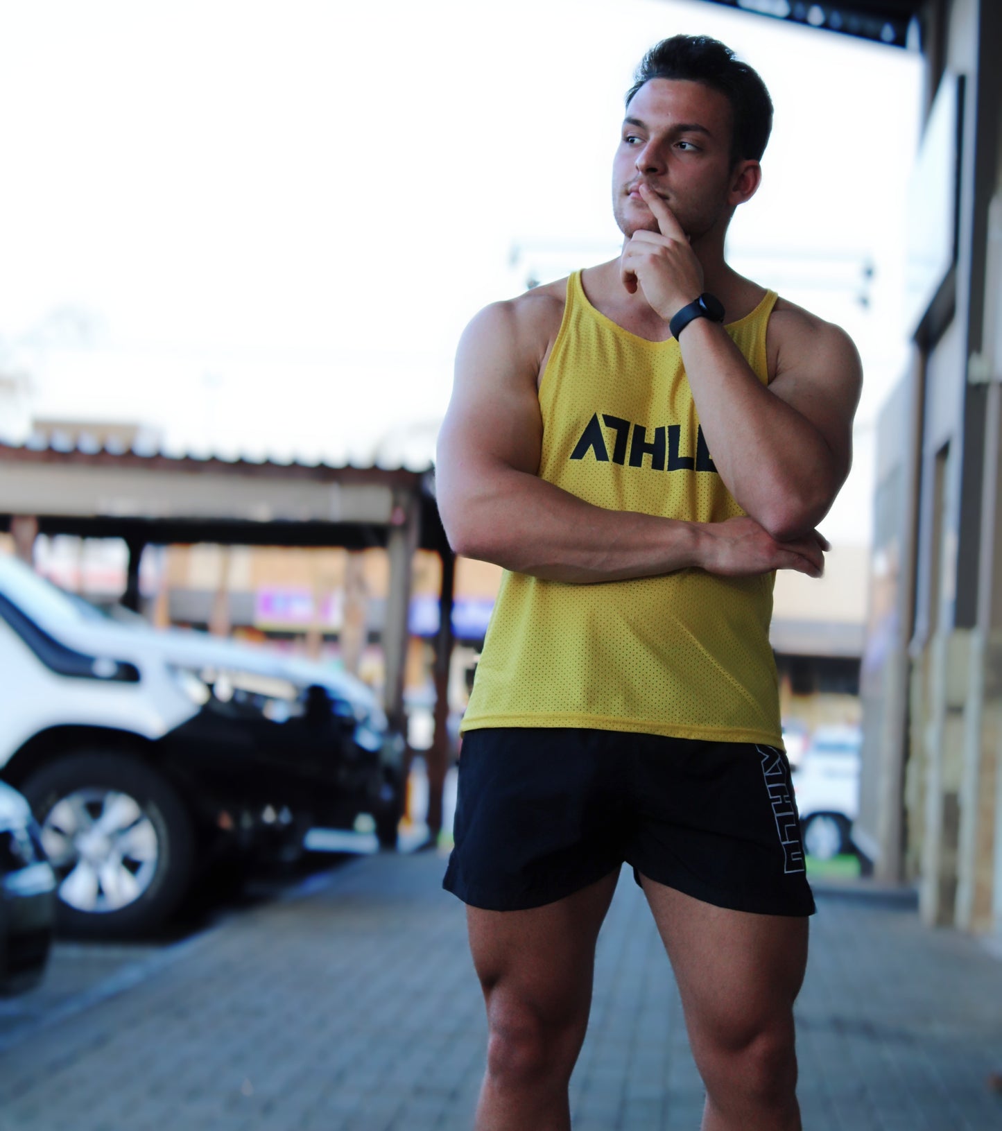 ATHLU Mens Racerback Vest - Yellow