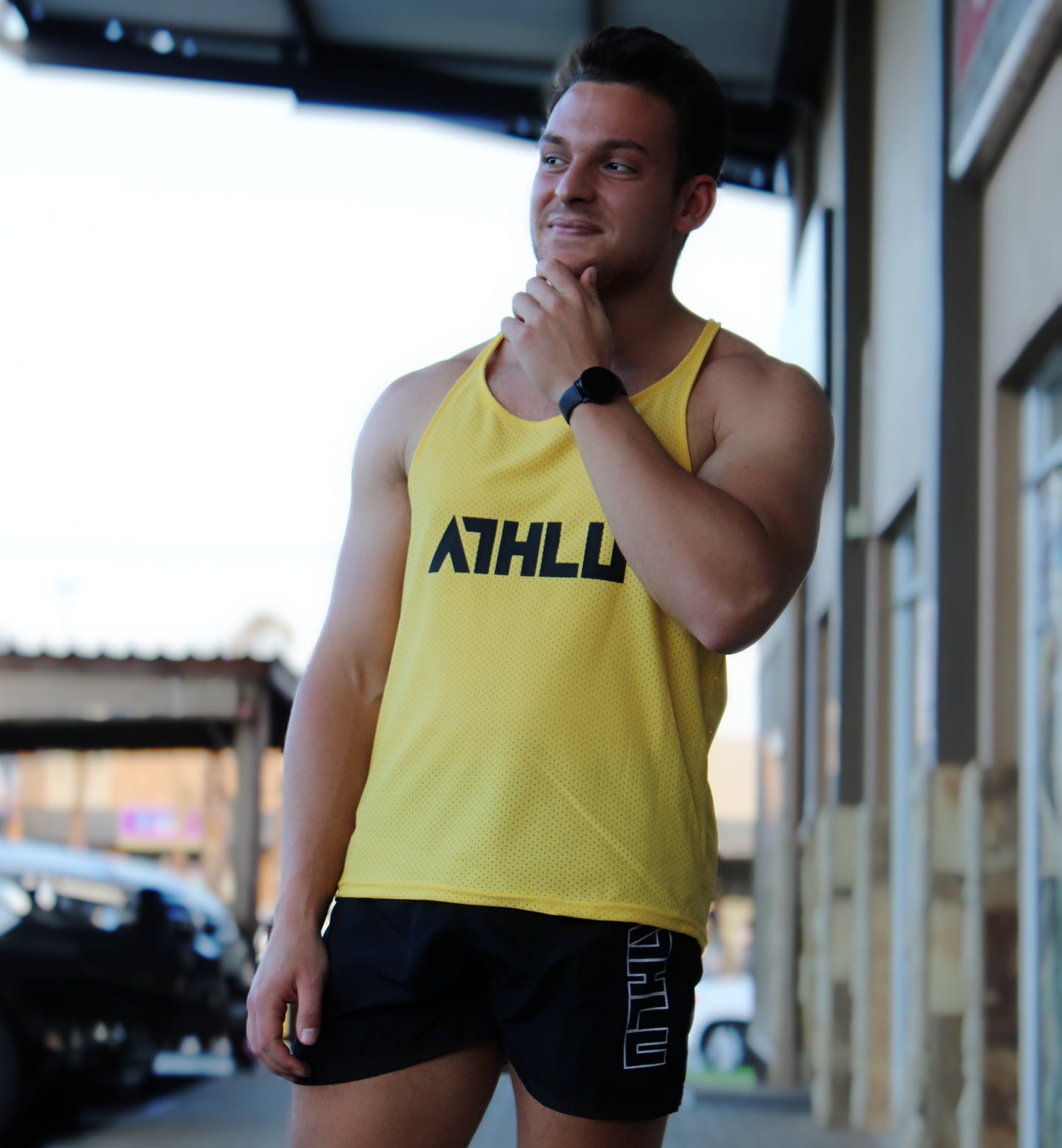 ATHLU Mens Racerback Vest - Yellow