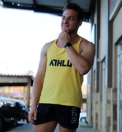 ATHLU Mens Racerback Vest - Yellow