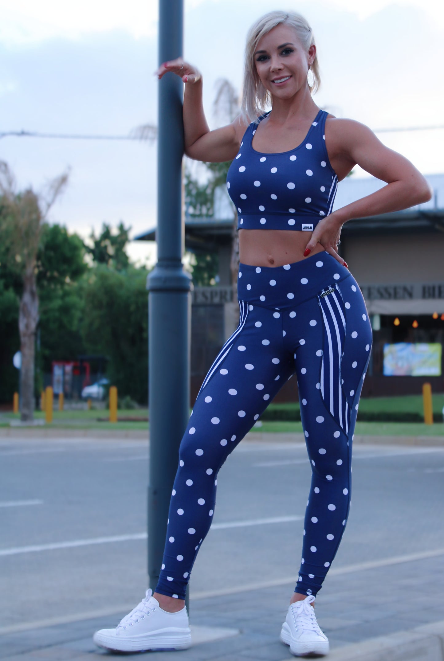 ATHLU Crop Top - Navy Polka