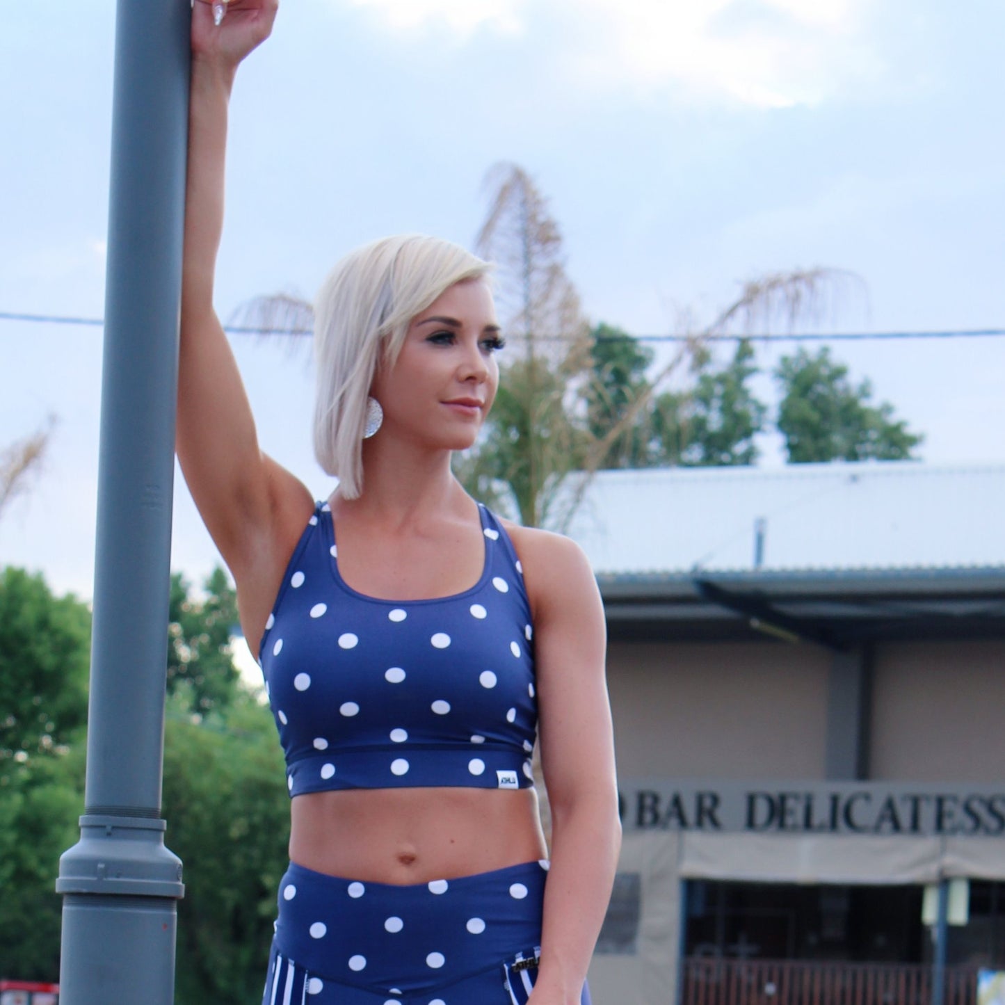 ATHLU Crop Top - Navy Polka