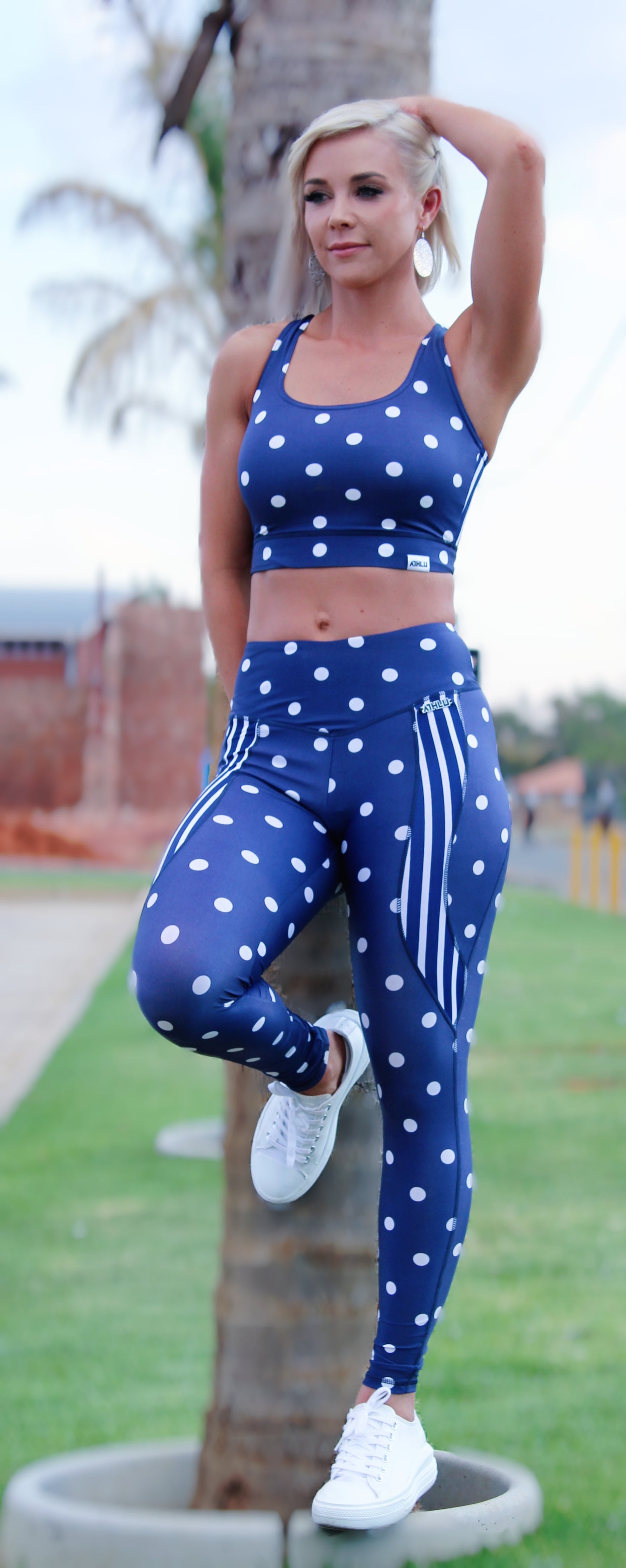 ATHLU Crop Top - Navy Polka